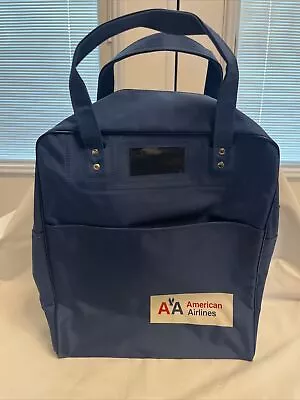 Vintage American Airlines Blue Nylon Carry On Travel Bag 14x12” • $15