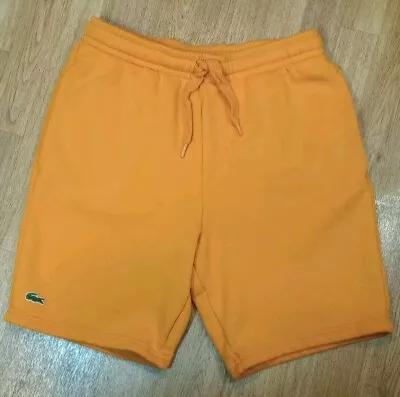 Lacoste Shorts Mens 3 Small Orange Fleece Performance Athletic Drawstring Gym • $17.99