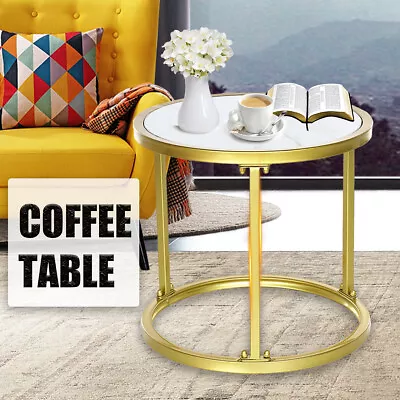 $37.99 • Buy Round Nested Coffee Table Side End Dining Bedside Tables Metal Frame Gold 