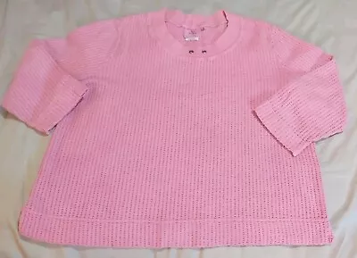 Hot Cotton By Marc Ware Cotton 3/4 Sleeve Textured Tunic Top Pink Womens Sz XL • $9.99