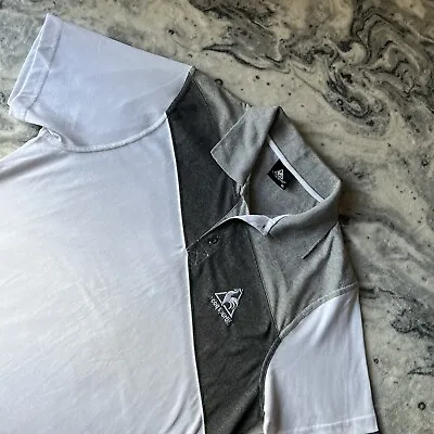 Le Coq Sportif Colour Block Polo Shirt Grey Black White Cotton Short Sleeve XL • £18.99
