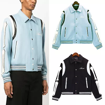 Fashion Bones Varsity Bomber Jacket Unisex Street Casual Quilted Jacket • $89.99