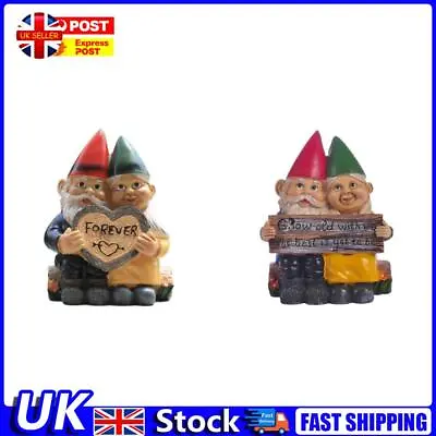 Gnome Statue Garden Gnome Cute Couple Statue Hand-Painted Gnome Figure (Heart) U • £15.09