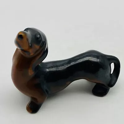 Beswick England Dog Dachshund Figure Black & Tan Sitting Wiener Sausage Dog Vtg • £32.81