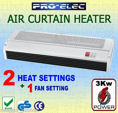 £79.95 • Buy ProElec 3Kw Over-Door Screen Air Curtain Heavy Duty Steel Commercial Heater Fan
