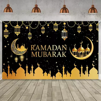 Large Ramadan Mubarak Banner Backdrop With 70.8''X43.3''Muslim EID Mubarak Hang • $11.20