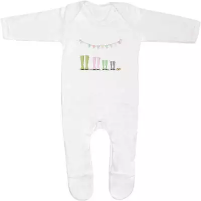 £9.99 • Buy 'Spotty Wellies' Baby Romper Jumpsuits / Sleep Suits (SS038439)