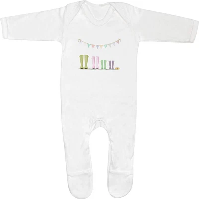 £9.99 • Buy 'Spotty Wellies' Baby Romper Jumpsuits / Sleep Suits (SS038439)