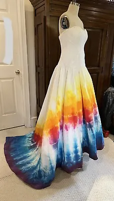 Nicole Miller 10 8 Wedding Dress Gown TieDye Medium • $199