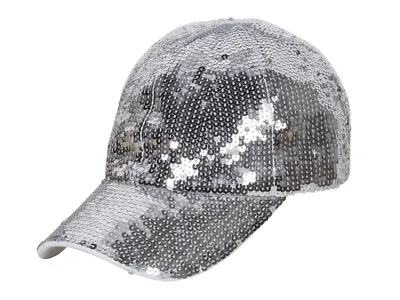 Womens Glitter Sequin Cap - Elastic Fit Baseball Hat • $16.95