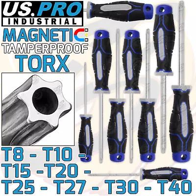 US PRO Tamperproof TORX Magnetic Screwdriver Set Star Set T8-T40 Torx Drive 8pcs • £12.95