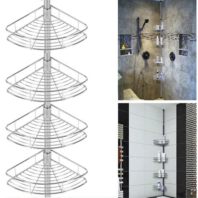£25.99 • Buy 4tier Non Rust Bathroom Telescopic Corner Shelf Storage Shower Caddy Organiser