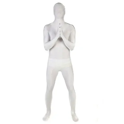 White Morphsuit M - XXL Mens Womens Skinsuit Zentai Suit Costume Halloween • $34.95