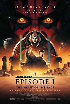 1999 Star Wars Episode I The Phantom Menace 25th Anniversary Poster 11X17 🍿 • $12.93