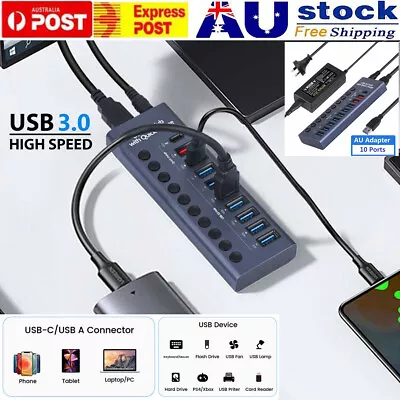 Laptop USB 3.0 Hub Powered High Speed Splitter Extender Multi Port For PC Mac AU • $60.71