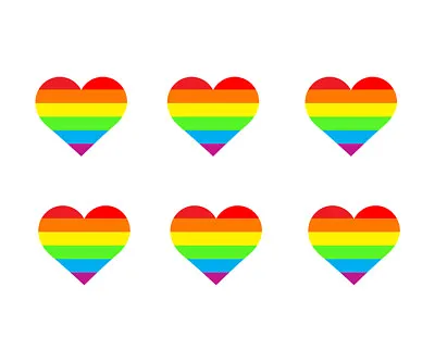 6 Mini Rainbow Heart Sticker Love Phone Laptop Helmet Decal LGBT Bi Gay Pride  • $2.95