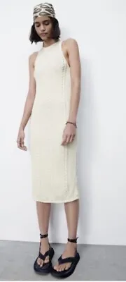 $20.99 • Buy Nwt Zara Cable Knit Round Neck Sleeveless Dress Cream - Size L Large