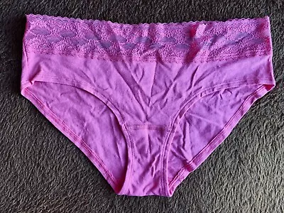 Victoria's Secret Panties Low Rise Hiphugger Cotton Pink Lace Logo SzL/G • $5.95