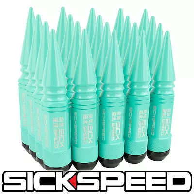 Sickspeed 20pc Mint Green Spiked Aluminum Extended 108mm 3pc Lug Nuts 1/2x20 N22 • $119.95