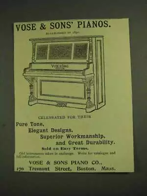 1893 Vose & Sons Piano Ad • $19.99