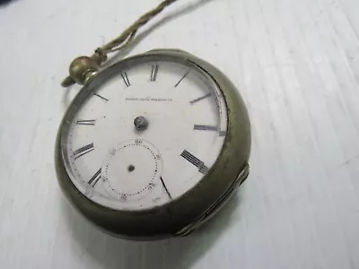 Mans Elgin Natl.  Antique Open Face Pocket Watch Key Wind Silverine  Case • $34