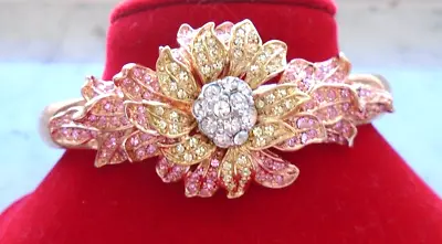 Nolan Miller Parc De Bagatelle Rhinestone Flower Floral Bracelet Designer Signed • $40