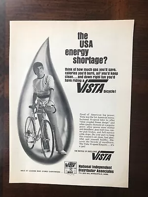 1974 Vintage Original Print Ad Vista 10-Speed Bicycle Helps USA Energy Shortage • $10.99