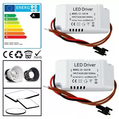 LED Driver Power Supply Transformer 3W 7W 8W 12W 25W 36W 18W 300ma DC 12V/24V • $2.34