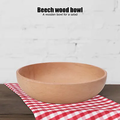 (Large 18x4.5cm)Round Wooden Bowl Household Beech Wood Bowl For Serving Salad MG • $17.95