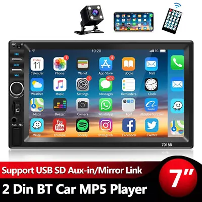 7  Double 2DIN Car MP5 Player Bluetooth Touch Screen Stereo Radio With Camera • $35.99