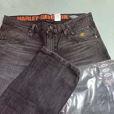 New HARLEY-DAVIDSON Modern Straight Fit Black Denim Jeans 34x34 New!! • $30