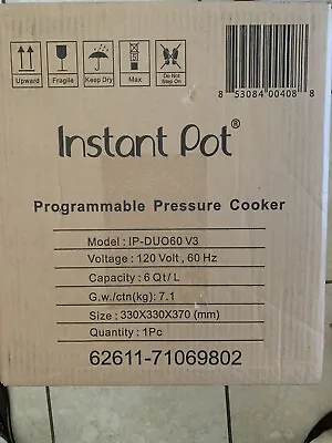 Instant Pot Duo 6-quart Multi-Use Pressure Cooker V3 IP-DUO60 Steamer Crock-pot • $69.99