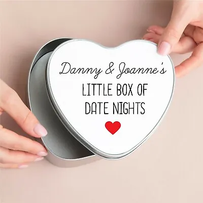 Personalised Date Night Tin Box Valentines Wedding Keepsake Gift For Couples • £17.99