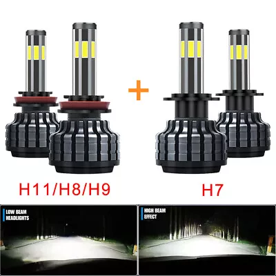 LED Headlight Bulbs H7&H8/H9/H11 360° 6-Sided For Ford Fusion 2006-18 Hi&Lo Beam • $40