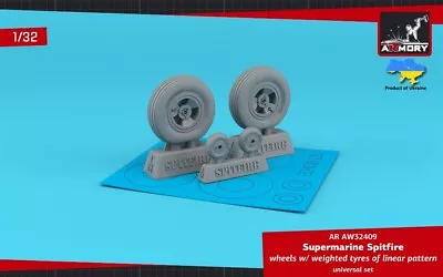 ARMORY ARAW32409 1/32 Supermarine Spitfire Wheels W/ Weighted Tyres Of Linear Pa • £14.60