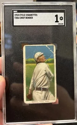 1910 T206 Chief Bender With Trees Cycle Cigarettes-HOF Philly Off Back Sgc 1 • $469.99