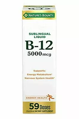 Nature's Bounty B-12 5000 Mcg Sublingual Liquid Energy Health 2 Fl Oz (1 Count) • $13.33