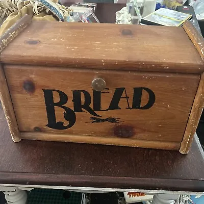 Vintage Wooden Bread Box Bin Country Farmhouse Rustic Americana • $34.95