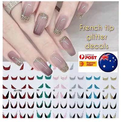 $6.10 • Buy French Tip Nail Stickers  Manicure Nail Polish Gel 3D Glitter Decals Nail Art