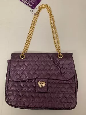 £22.12 • Buy Justin Bieber GIRLFRIEND PURSE Purple/heart Quilted Satchel Gold-plate Chain
