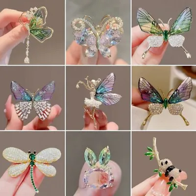 Fashion Crystal Zircon Flower Butterfly Insect Brooch Pin Charm Women Jewelry • $1.12