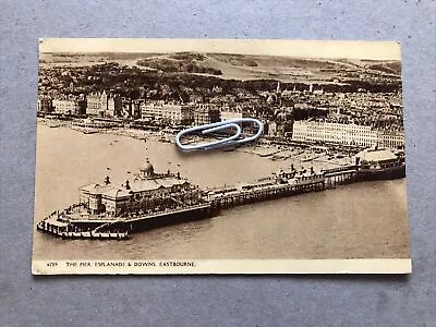 The Pier Esplanade & Downs Eastbourne Elevated View 1960 Photogravure • £2.75