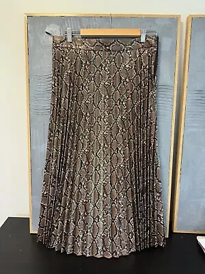 Zara Snake Print Leather Look Pleat Skirt Sz XL • $15