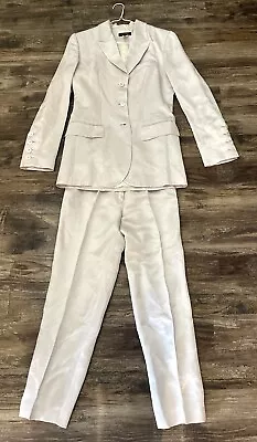 Vintage J Crew Ivory Pearl Silk Suit Size 4 2pc  Pants Suit • $88