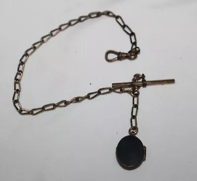 Vintage Victorian Watch Fob Chain Locket Black • $39.95