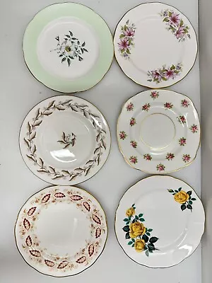 Six Vintage Mismatched Floral Tea Plates All Good Quality English Bone China #5 • £7.50