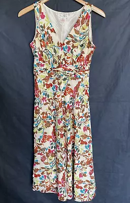 Vtg TOMMY BAHAMA Size 2 Silk Blend Vivid Floral Sleeveless Silk Lined Midi Dress • $59