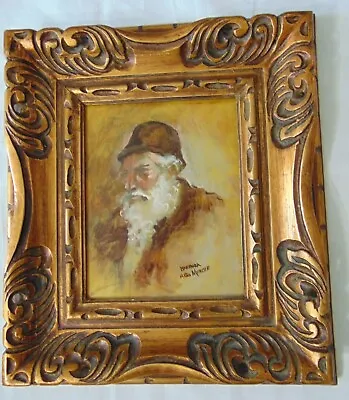 Original Oil Painting Old Gentleman By Barbara Hess Mercier In Ornate Gold Frame • $125