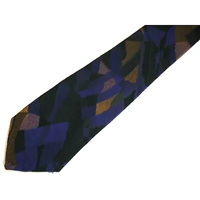 Vtg Generra Mens Necktie Tie Purple Abstract Art Geometric Skinny 58  Career • $6.29