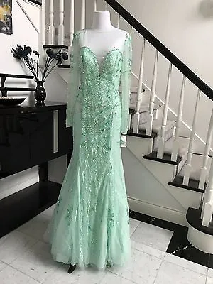£161.06 • Buy Mint Luxury Handmake Beading Long Prom Dress Wedding Pageant Gown Size 8-14 